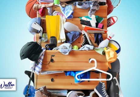 image of items bursting out of a chest of drawers to illustrate an article on mental health and clutter