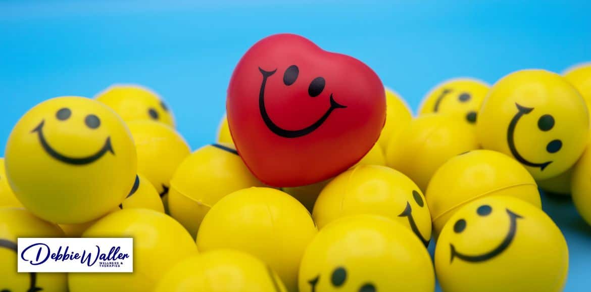 balls with smiley faces to illustrate an article about research based tips for good mental health