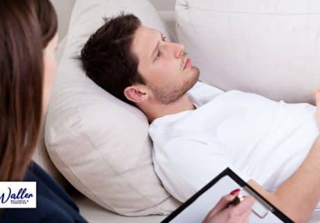 image of a man being hypnotised to illustrate an article about making the effects of hypnotherapy last