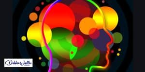 psychedelic colours behind the outline of a head to illustrate an article about the unconscious mind