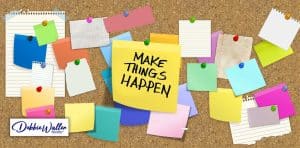 a bulletin board covered in post it notes to illustrate an article about making a life plan